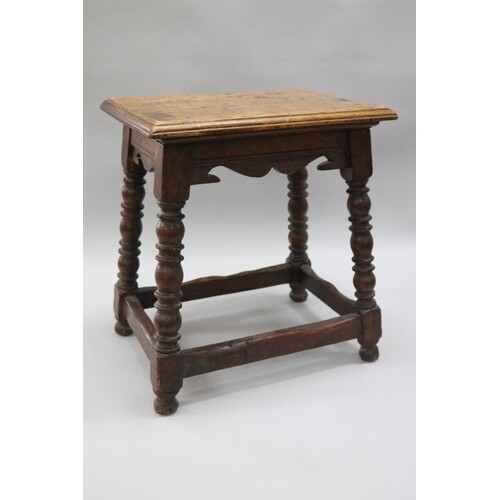 English 17th century style oak joint stool, approx 45cm H x ...