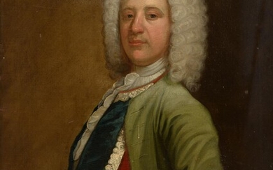 English School (18th century), Portrait of a gentleman in an embroidered waistcoat and jacket