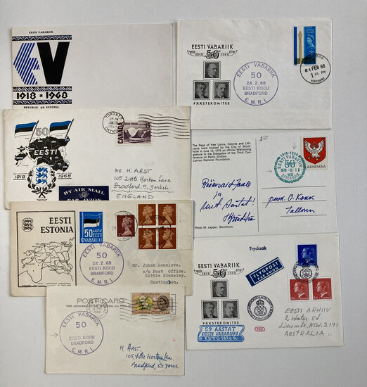 Estonia, Sweden, England, Canada ESTIKA - Group of envelopes & postcards - Anniversary of the Republic of Estonia (7)