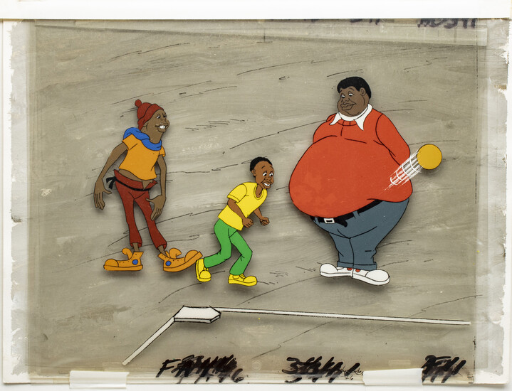 "FAT ALBERT" PRODUCTION ANIMATION CELS WITH HAND PAINTED BACKGROUND, C. 1970S, H 9", W 12"
