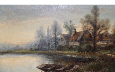 F.E. Jamieson, pair of oils on canvas, river scene with a mo...