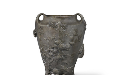 FRENCH ART NOUVEAU Sculptural Vase circa 1900 pewter, stamped 'R...