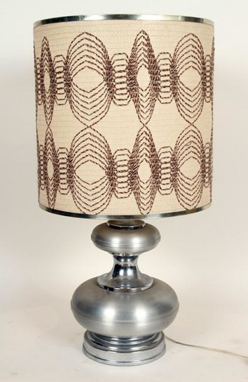 FRENCH CHROME LAMP WITH ORIGINAL SHADE C.1970