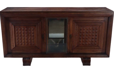 FRENCH OAK SIDEBOARD WITH CENTRAL GLASS DOOR IN THE MANNER...