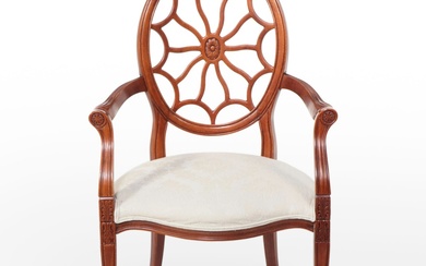 Fairfield Hepplewhite Style Chestnut Finish Wheelback Armchair