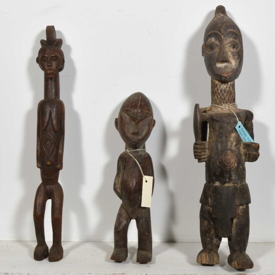 Five African tribal carved wooden figures