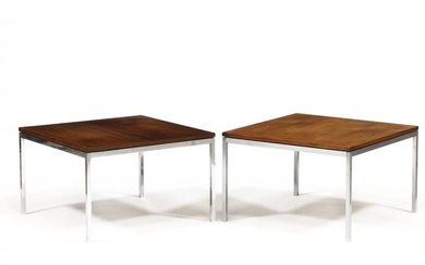 Florence Knoll (American, 1917-2019), Pair of Walnut and Steel End-Tables