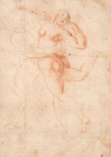 Florentine School, Early 17th Century. A Satyr abducting a Nymph, sanguine crayon on fine laid paper