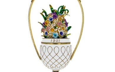 Flower Basket Russian Royal Trinket Jewel Box Egg