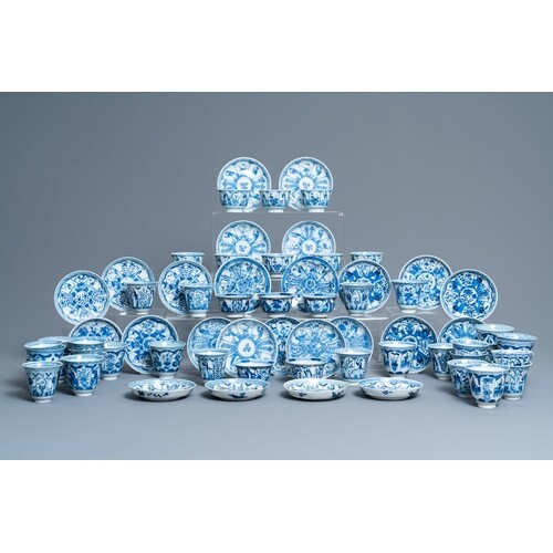 Forty-three Chinese blue and white cups and twenty-five sauc...