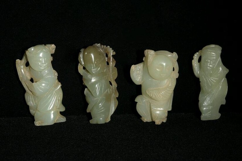 Four Chinese Jade Figures, Qing Dynasty