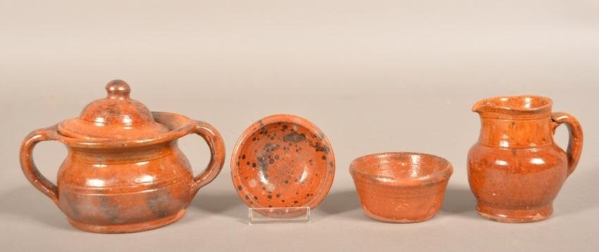 Four Pieces of 19th Century Glazed Redware.