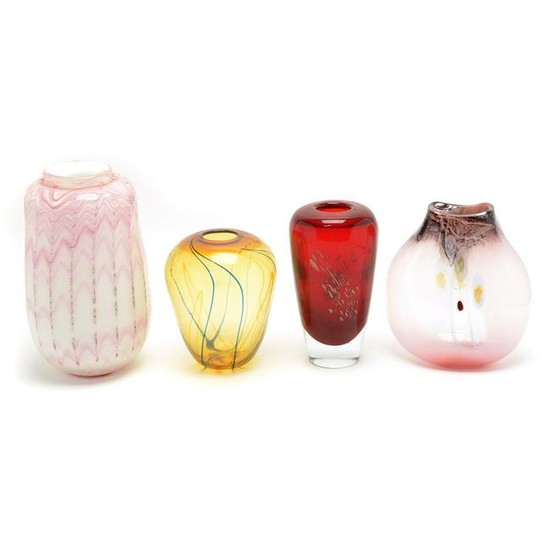 Four Studio Art Glass Vases.