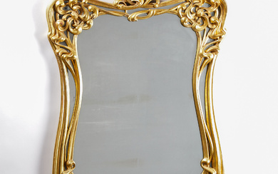 French Art Nouveau Giltwood Overmantel Mirror, Nancy, c.1900