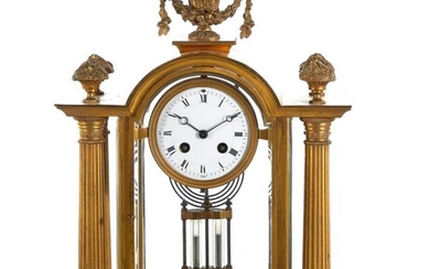French Brass Mantel Clock, Retailed by Harris & Harrington