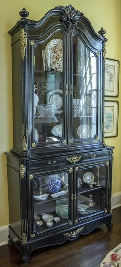 French Empire Bronze & Ebonized Bookcase Cabinet*