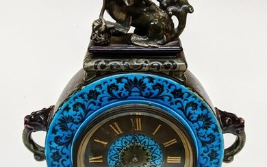 French Moon Flask-Form Mantel Clock