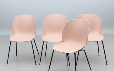 GAM FRATESI. Chairs, four pcs. Plastic and lacquered metal. “Beetle Chair”, Gubi. Contemporary Manufacturing.