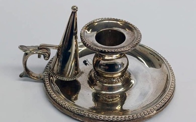 GEORGE III SILVER CHAMBER STICK WITH SNUFFER BY WILLIAM ABDY...