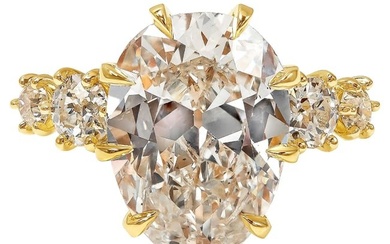 GIA Certified 5.95 Carat Antique Pear Shape Diamond Engagement Ring