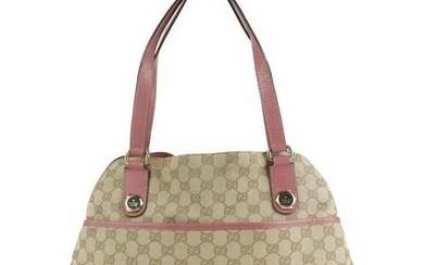 GUCCI Gucci handbag 163288 GG canvas leather beige pink semi-shoulder