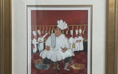 GUY BUFFET "FRENCH CHEF" LITHOGRAPH FRAMED MATTED SIGNED
