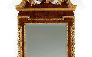George II Style Parcel-Gilt Burl Walnut Mirror, La Barge