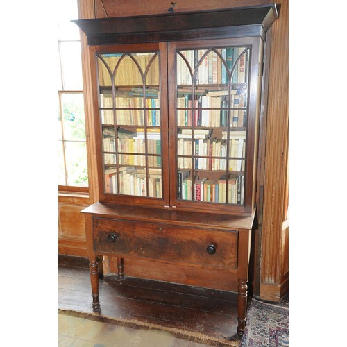Georgian mahogany secretaire bookcase with glazed doors, ree...
