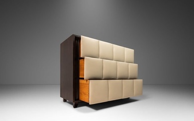 Gilbert Rohde for Herman Miller Three-Drawer Chest / Dresser w/ Leather Faced Drawer Fronts USA c.