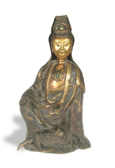 Gilt Bronze Guanyin Statuette, 19th Century