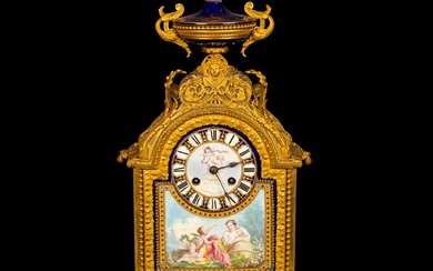 Gilt bronze and porcelain mantel clock, Paris, 1814-1825