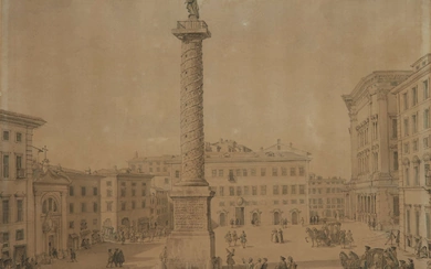 Giovanni Paolo Panini, Italian 1691-1765- View of Piazza Colonna with...