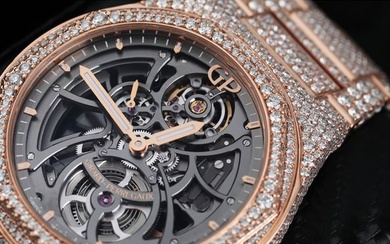 Girard-Perregaux Laureato Custom Full Diamond Rose Gold Skeleton Watch