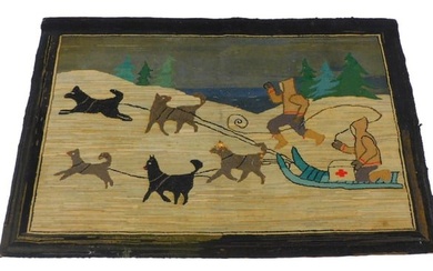 Grenfell rug. 1920s. Landscape with dogsled.