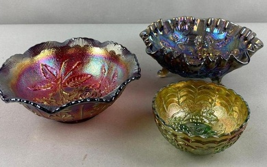 Group of 3 Carnival Glass Bowls