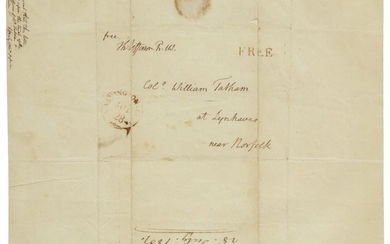 Group of 5 Presidential Free Franks: Washington, Jefferson, J. Q. Adams, Buchanan, Andrew Johnson