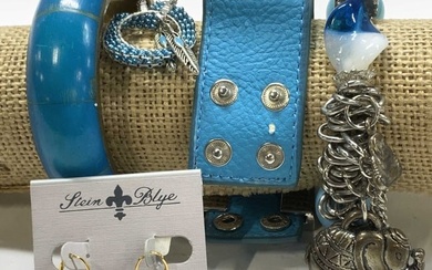 Grp 5 Chunky Bracelets, Turquoise Earrings NIP