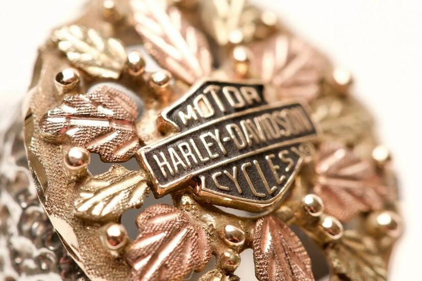 Harley Davidson 10K Rose Gold & Sterling Silver Ring
