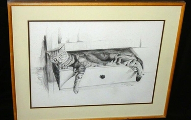 Hawaii Pencil Drawing Kitty Cat Hiroshi Tagami (ZiK)