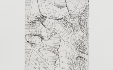 Henry MOORE (1898-1986) "Elephant skull - Plate V" 1969, pointe sèche sur papier