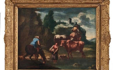 Hirten mit Weidetieren am Fluss, Niederländischer Meister des 17. Jahrhunderts