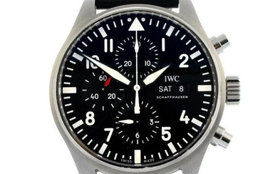 IWC - a Pilot chronograph wrist watch. Stainless steel case. Case width 43mm. Reference 3777, serial