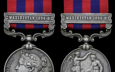 India General Service 1854-95, 1 clasp, Waziristan 1894-5 (1672 Sepoy Sher Baz 4th. Punjab Infy...