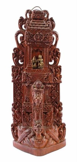 Indian richly carved wooden sculpture
