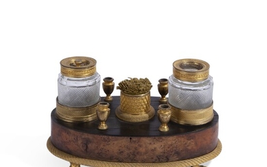 Inkwell made of Thuja briar, Paris Empire style