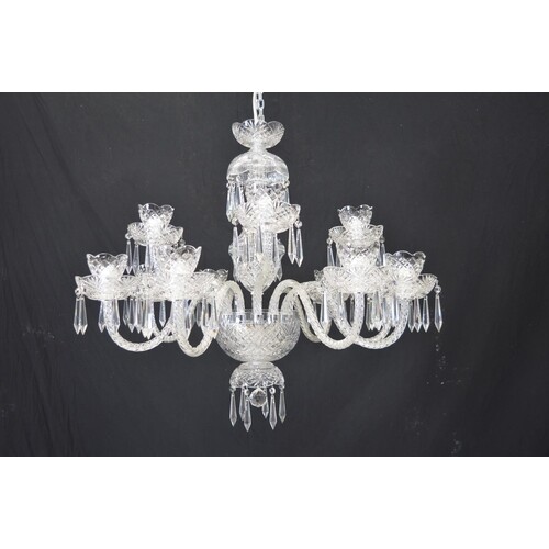 Irish crystal twelve branch chandelier. { 70cm H X 80cm Dia ...