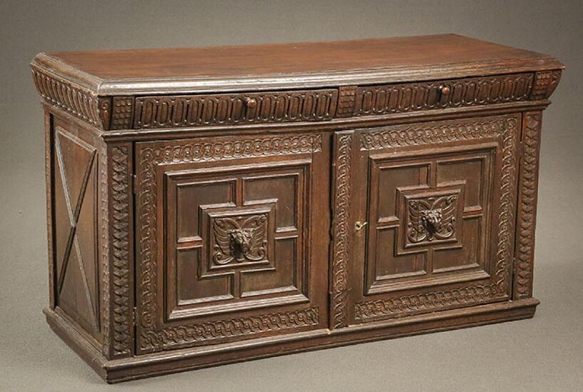 Italian Baroque Style Walnut Credenza Composed of 17th-18th Century Elements