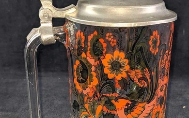 Italian Floral Glass Beer Stein