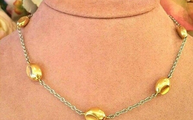 Italian Gold Pebble Chain Necklace 16" Long 18k