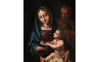 Italienischer Maler des ausgehenden 16./ beginnenden 17. Jahrhunderts, nach Pierino del Vaga (1501-1547), DIE HEILIGE FAMILIE